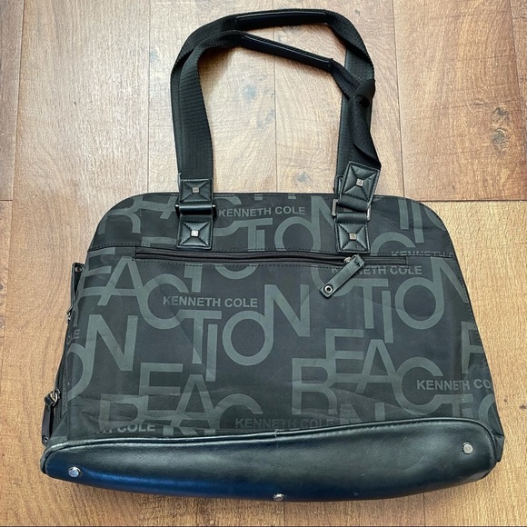 Kenneth Cole reaction black tote computer bag purse black zipper straps - Picture 1 of 11
